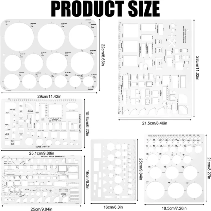 6pcs%20Circle%20Template%20for%20Drafting,%20Geometric%20Shape%20Stencils%20Circle%20Square%20Measuring%20Ruler%20for%20Building%20Formwork%20Drawing%20-%20Image%203