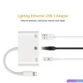 【ETOP】 3-in-1 Lightning to Lightning + USB 3.0 + RJ45 Ethernet LAN Port OTG Adapter for iPhone iPad. 