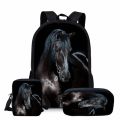 3PCS/Set 3D Horse Print School Bags Set for Teenager Girls Boys Children Kids Backpack Bagpack Child Bookbags Student Book Bag. 