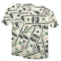Money Dollar Bill Graphic 3D Printed T-Shirt Men Short Sleeve Crew Neck Tee Top. 