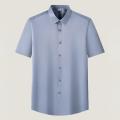 Casual Short Sleeve Shirts for Men 5XL Stretch Solid Color Soft Half Sleeve Men Shirt Business Regular Fit Without Front Pocket. 