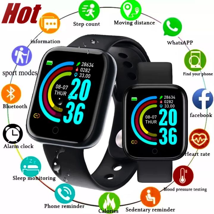 D20/Y68Smart Wristband Multi Function Movement Step Bluetooth Connected Smart Watch For Men And Women Suitable For And Android 4.1