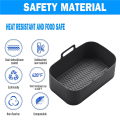 2Pcs Silicone Pot for Air Fryer Reusable Silicone Air Fryer Liner Foldable Basket Air Fryer Rack with Handles Black.
