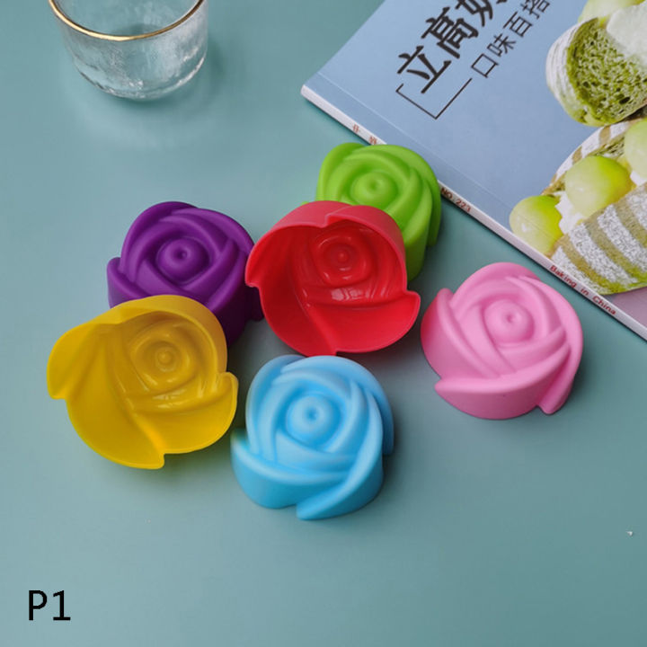 6pcs Muffin Silicone Cake Mold Flower Shape Cupcake Cup Reusable Baking ToolLivest