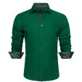 Luxury Silk Shirts for Men Long Sleeve Solid White Gold Pink Blue Green Black Two Color Slim Fit Male Blouses Tops Barry Wang.