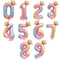 【Lejia】1pc 32Inch Number Foil Balloon Crown Figure 0-9 Birthday Kids Birthday Decoration Ball Supplies. 