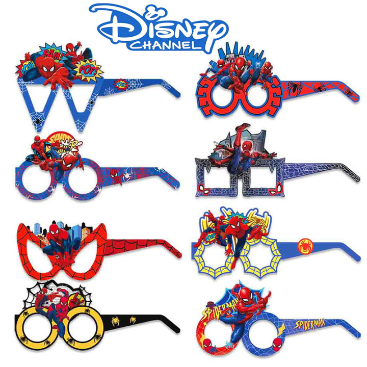 8pcs/set Spiderman Theme Party Glasses Super Hero Disney Spiderman 3D Paper Glasses Kids Boys Happy Birthday Party Decor Toys