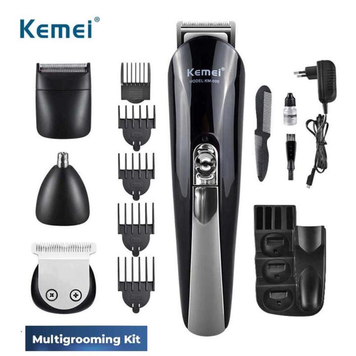 Kemei KM 600 Titanium Blade Hair Trimmer For Men - Black 11 in 1