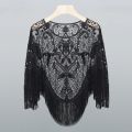 Summer Sequins Tassels Poncho Women Coat Party Outfits Cape Mesh Jacket Ladies Cloak Shawls Casaco Outerwear Wraps Woman Clothes. 