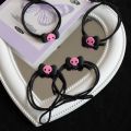 1PC Pink Coolemy Popular Simple Elegant Ins Style Sweet Hair Pins Hair Accessories Girls Black Bow Skull Women Hair Rope Ponytail Holder. 