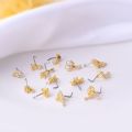 1Piece Fashion L Shaped Dangle Nose Studs Piercing 20G Stainless Steel Flower Moon Tassels Zircon Nostril Screw Piercing Jewelry.