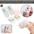2 Pair (4Pcs) Self Adhesive Plastic Hooks Holder Remote Control Sticky Hook Hanger TV Air Conditioner Key Wall Storage. 