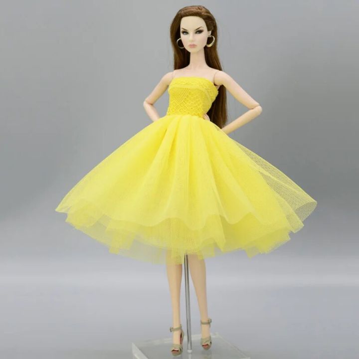 【The road to happiness Store】Red Short Ballet Dress Barbie Doll One Piece Evening Dresses Vestido Clothes For Barbie 1/6 BJD Doll