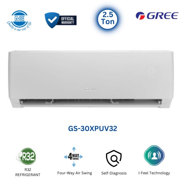 GREE 2.5 Ton Inverter 3D Airflow Pular Split Type Air Conditioner With Free Delivery and Official Warranty | GS-30XPUV32