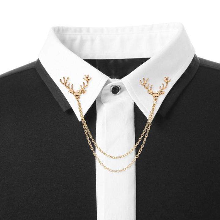 European and American jewelry alloy suit shirt deer head tassel collar pin high-end animal men and women clothing accessories