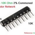 3Pcs- A09-103 10K Resistor NETWORK 9 Pin Leads 10K Commoned Resistor 10K Ohm Tolerance ±2% Common Connected Network Array Resistor. 