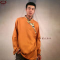 Tibetan Clothing Men's Casual Coat Shirt Pure Cotton Tibetan Satin Edge Stage Performance Tibetan Tibetan Robe Shirt. 