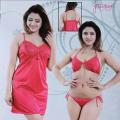 Fashionable Ladies Silk Satin Night Dress with Four Part Sleeveless Nighties - Comfort for Night - Elegant and Relaxing Sleepwear. 