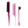 3Pcs Slick Back Hair Brush Set Bristle Hair Brush Brush Teasing Comb for Women Baby Kids Black Hair.