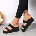 【Trending】 Wedge Heel Thick Sole Ladies Sandals High Heels Sandals Summer Casual Women Shoes Beach Flip Flops Solid Slides Women Slippers. 
