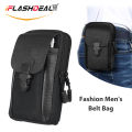 Pouch Waterproof Nylon PU Leather Men Waist Bags Waist Packs Utility Outdoor Travel Sport Pockets for Small Card 6 Inch Phone Holder. 