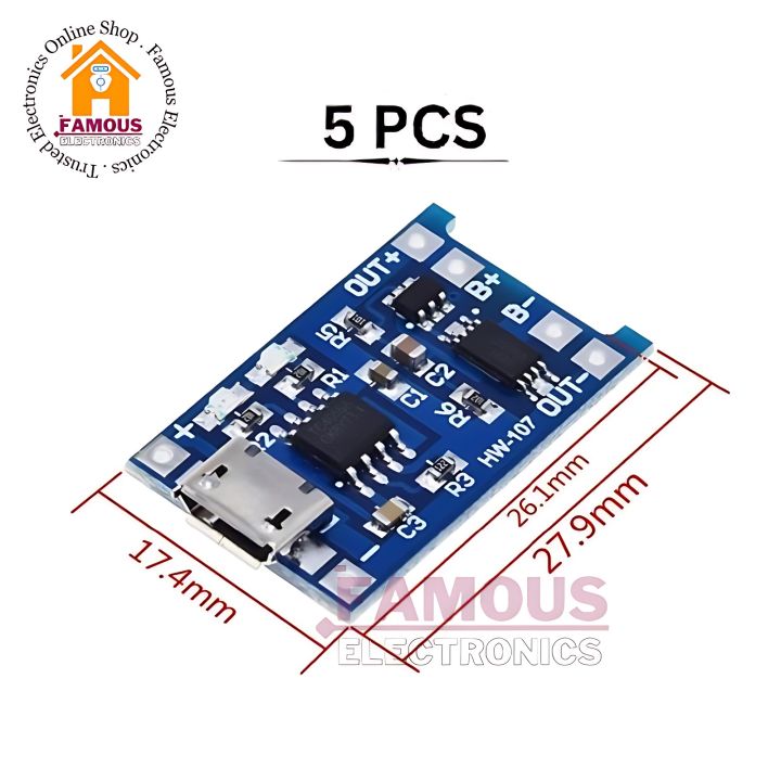 Tp4056%205Pcs%20Lot%2018650%20Lithium%20Battery%20Charging%20Board%20Module%20Charger%20Modules%20TP%204056%20(5pcs)%20-%20Image%207
