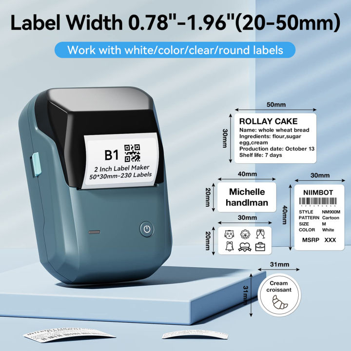 Niimbot B1 Portable Thermal Printer Self Adhesive Paper Label White/Wired/Color/Round Label Printer Paper