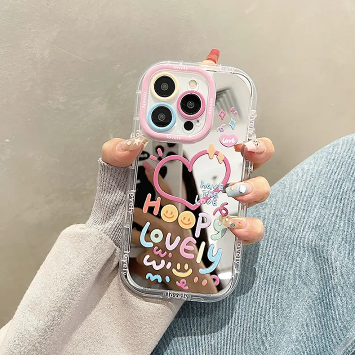 Lovely%20Girl%20Heart%20Mirror%20Phone%20Case%20For%20iPhone%2011%2012%2013%2014%2015%20Pro%20Max%20Shockproof%20Back%20Cover%20-%20Image%202