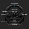 Logitech G923 Racing Wheel and Pedals, TRUEFORCE Feedback, Responsive Driving Design, Dual Clutch Launch Control, Genuine Leather Steering Wheel Cover, for PS5, PS4, PC, Mac - Black. 