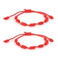 2pcs Handmade 7 Knots Red String Roped Bracelet for Friends Couple Friendship Braid Rope Bracelets Wristbands. 