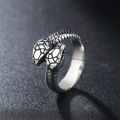 Personalized Men Stainless Steel Rings Silver Black Steel Rings Retro Snake Head Titanium Steel Rings.