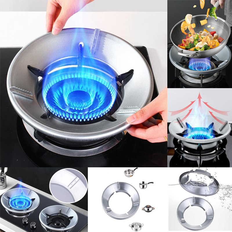 BIYALI Kitchen Gas Stove Fire & Windproof Energy Saving Stand – Steel Gas Saver Burner Stand Ring for Cooking – Washable Protector Gas Saver Stand