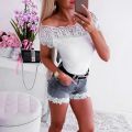 2021 Ladies Jeans Shorts Women's Slim Was Thin Elasticity Lace With Zipper Denim Shorts High Waist Shorts Jeans шорты женский. 