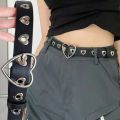 Women PU Leather Belt Heart Buckle Cute Black/white Belt Ladies Pants Party Dress Jeans Hollow Out Heart Punk Style Belt.