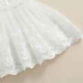 Ma&Baby Baby Girls Casual Dress, White Square Collar Sleeveless Lace Hem One-piece, 0-24 Months. 