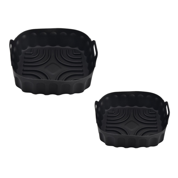 2PCS Air Fryer Silicone Baking Tray Reusable Square Air Fryer Pan Silicone Mold Microwave Pads Baking Mat Pot Tray, High Guality Easy to Use C