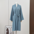 Women’s Muslin Cotton Bathrobe – Long Sleeve, Lightweight Waist-Tie Robe, Soft & Breathable, Perfect for Home, Spa & Beach Wear.