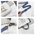 Dani Atte single shoulder diagonal span bag Bear cute handbag Student canvas bag Women's Stationery Storage Bag. 