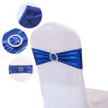 High end hotel banquet elastic bow ribbon without tie, flower hot stamping strap on back of the chair. 