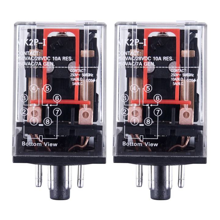 2X AC 220V/230V Coil Voltage PCB Power Relay 8 Pins DPDT 2NO 2NC MK2P-1
