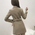 Sungtin Korean Style Casual Sashes Long Blazer Women Spring Office Lady Blazer Dress with Belt Female Chic Elegant Blazer Jacket. 