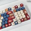 Keycap Set PBT Sublimation Cat Kitchen Cute Keycaps 131 Keys MOA Profile Red Blue Key Caps for DIY Mechanical Keyboard.