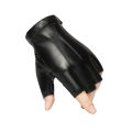 Fingerless Men Gloves PU Leather Motor Punk Gloves Male Mittens Black Half Finger Outdoor Tactical Mens Leather Driving Gloves-MINETTE.
