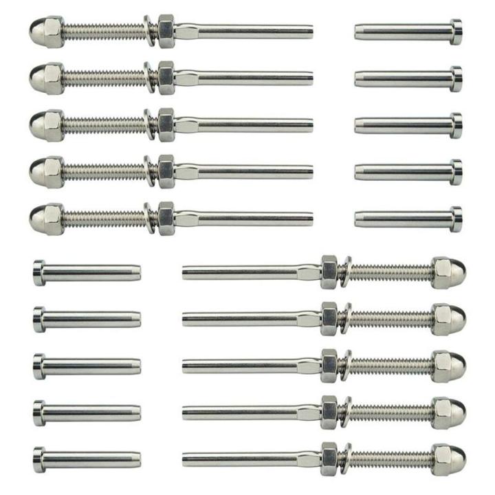 Threaded Bolt And Pedal Ball Cable Railing Kit End Fitting 0.32 Cm,T316 Marine Grade Stainless Steel Stair Tread Rail Wood Column Baffle Hardware System