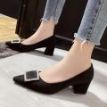 Professional Pointed Toe Pumps Work Mid Heel Black Chunky Heel Comfortable Women's Formal Wear Interview Women's Shoes Work Shoes High Heels Women. 