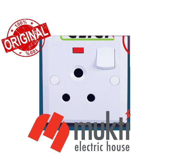 CLICK Aster Series 15A Three Pin Round A/C Socket with Indicator AC Electrical Wall Switch 3 Pin