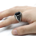 Stylish Black White Stone Ring for man Turkish ring for man fashion.
