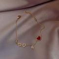 Korean Version New Trendy Red Peach Heart Bracelet.