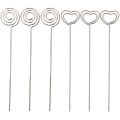 60 Pieces Metal Wires Memo Clip Note Card Holders Table Number Clip Photo Stand for Wedding Party Cake Decor, Round and Heart Shape, Silvery. 