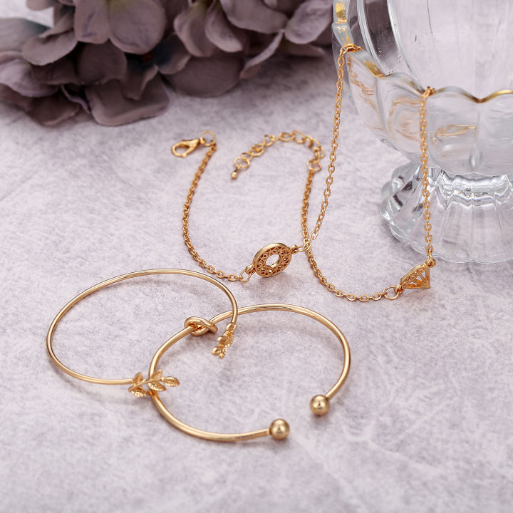 New%20Trendy%20Fashionable%204Pcs/%20Set%20Simple%20Design%20Adjustable%20Gold%20Plated%20Chain%20%20Bracelet%20for%20Women%20/%20Bracelets%20for%20Girls%20Simple%20Stylish%20New%20Collection%202025%20-%20Image%209